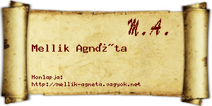 Mellik Agnéta névjegykártya